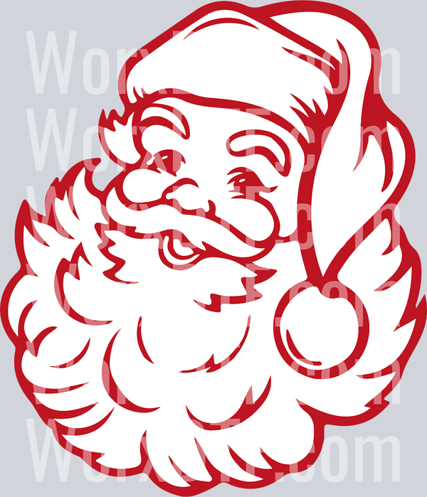 white and red santa
